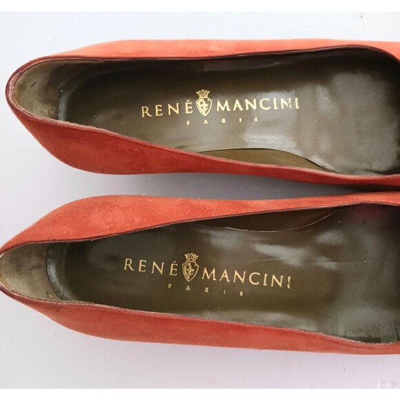 VTG Renee Mancini Paris Dk Orange Suede/Leather Cap Toe Low Heel Pump 37.5 US 7N - Picture 3 of 9